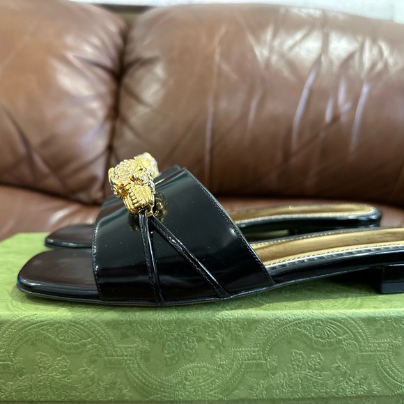 Patent Crystal Snake Head Slide Sandals - Picture 10 of 12